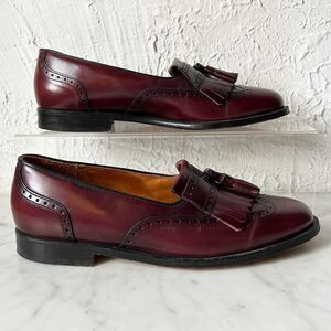 Cole Haan Burgundy Leather Tassel Kiltie Loafer - Men's 8.5D USA Made in Maine